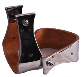 Showman Polished stainless steel covered wood stirrups with 3" tread
